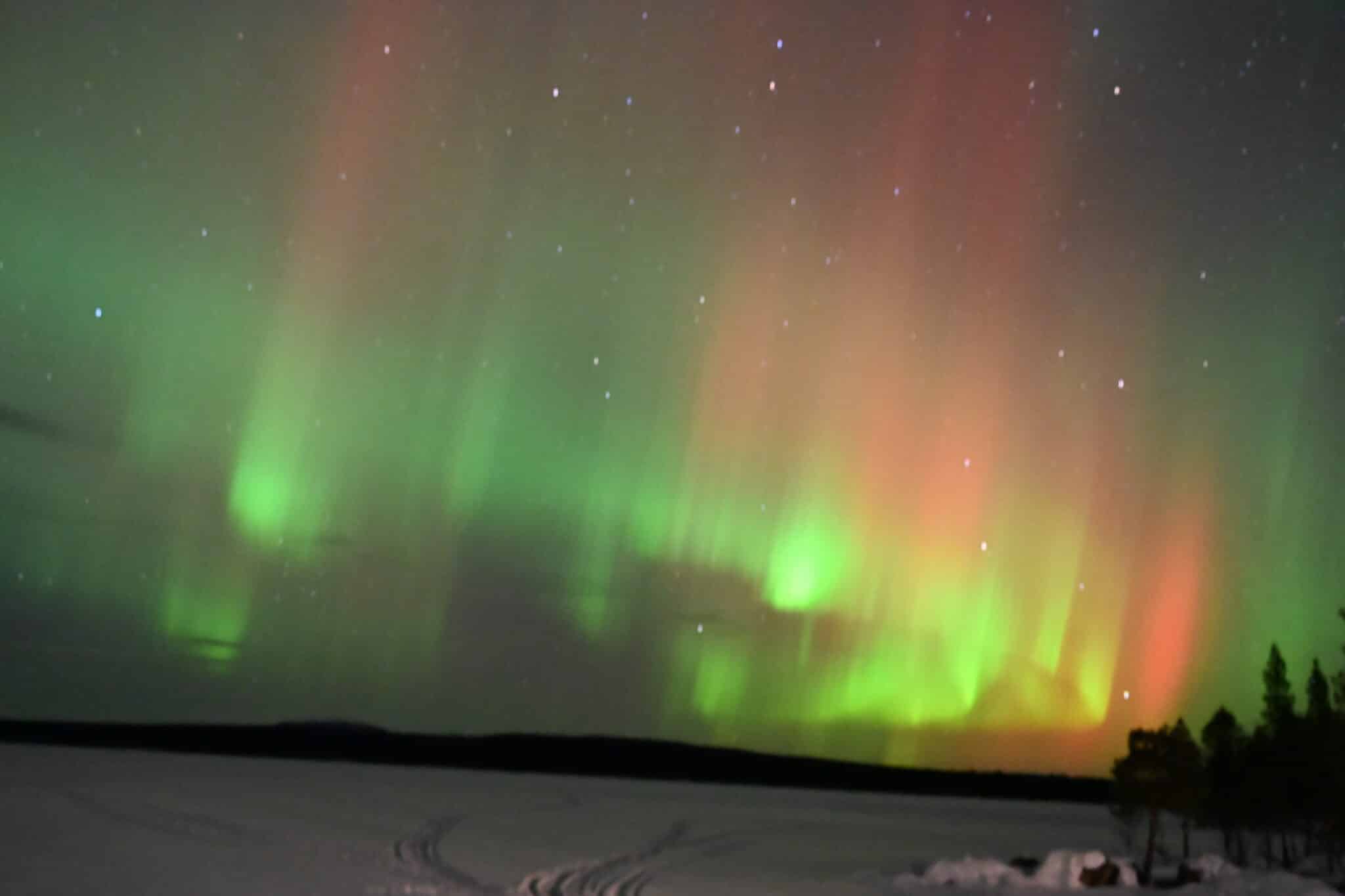 Nordlicht über verschneiter Landschaft