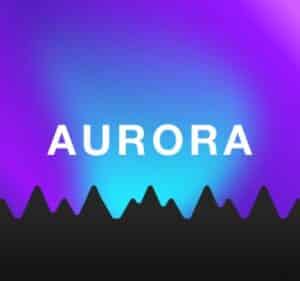 Aurora-Logo mit buntem Hintergrund
